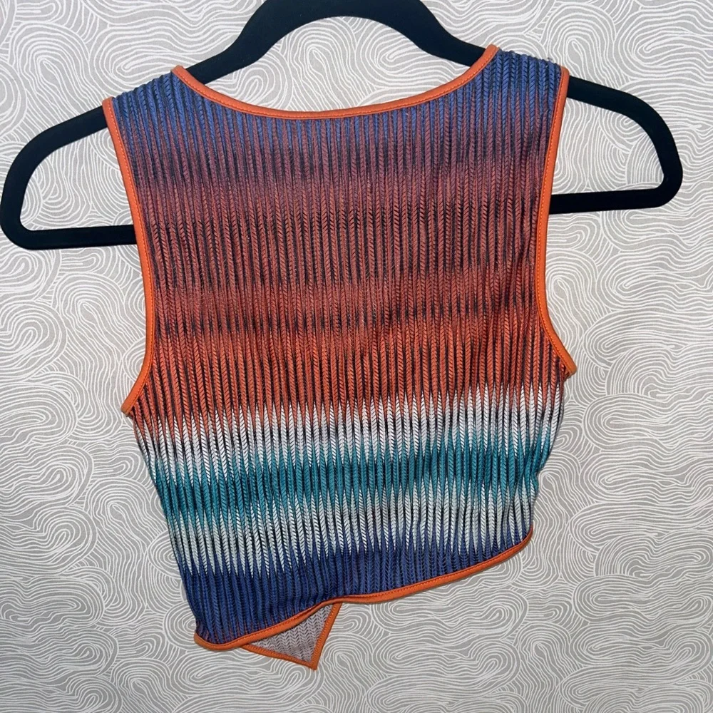 SHEIN Orange and Purple Asymmetrical Ribbed Crop Tank Top - Picture 2 of 2